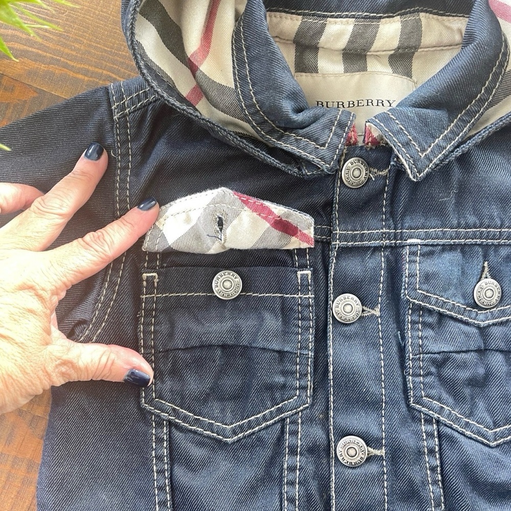 Burberry Vest jacket denim jean 9/12 months blue removable hood - Picture 2 of 6